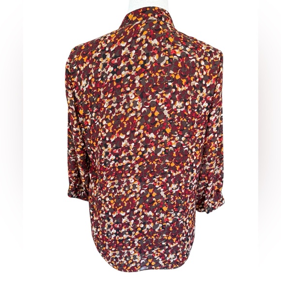Coldwater Creek Multicolor Brown Orange Red Fall Blouse Button 3/4 Sleeve- S (8) - Picture 3 of 9